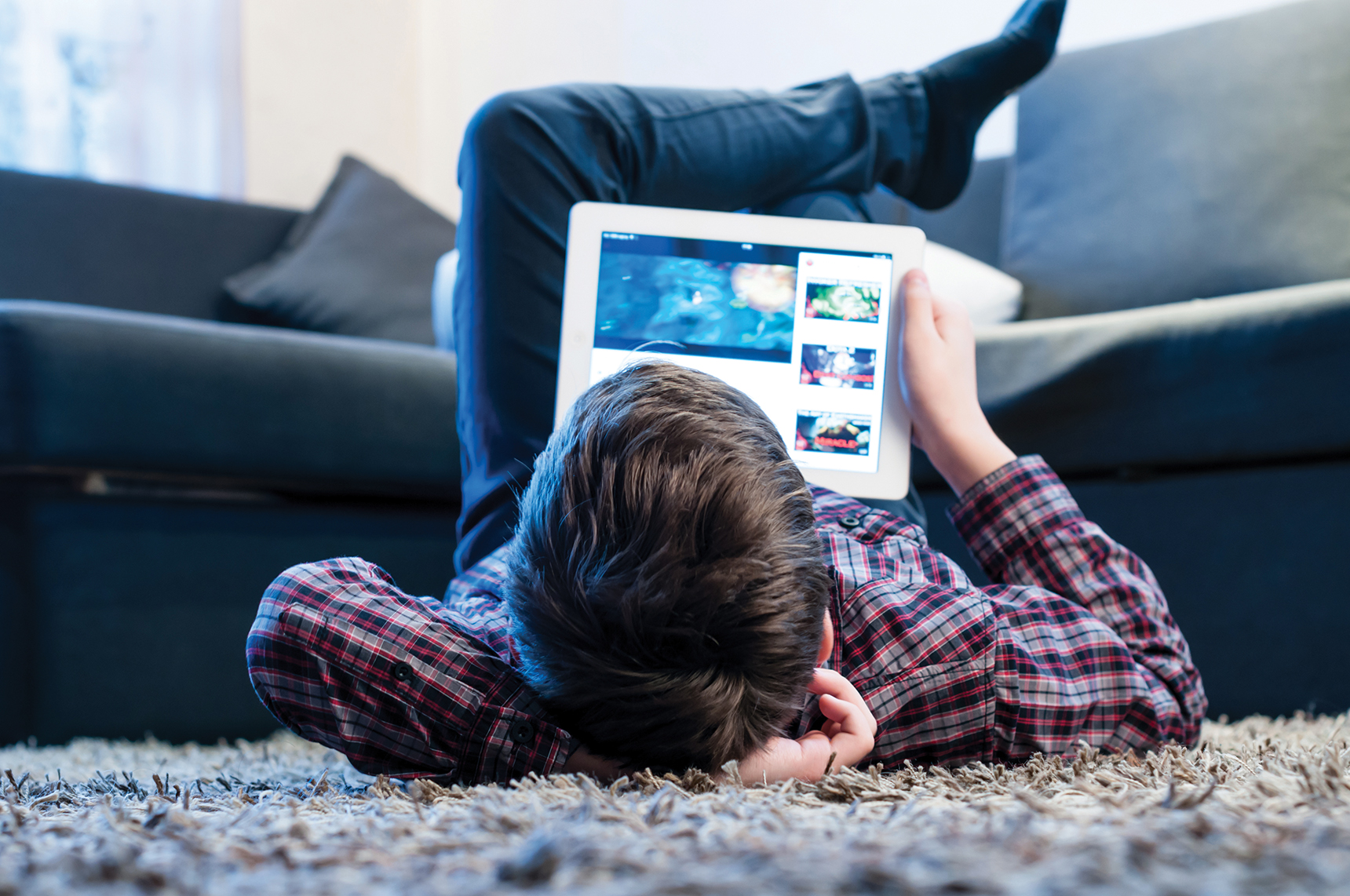 teenager lay on the floor in the room